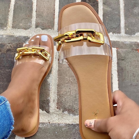 🤩New Qupid Transparent Gold Chain Sandal - Picture 2 of 4